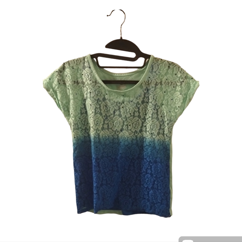 Justice Girls Green Short Sleeve Tops, Shirts & T-Shirts Sunburst Floral Size 10